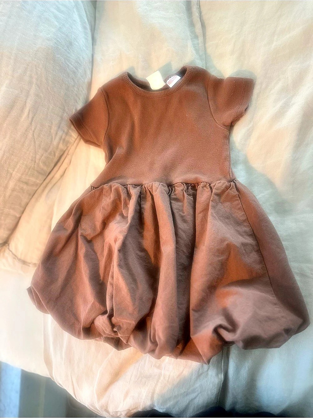 Zara Brown Puff  Dress
